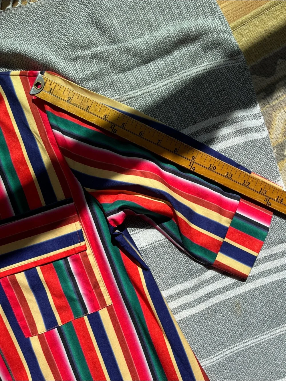 Striped Maxi Shirt Dress in Red, Green & Navy - Picture 4 of 10